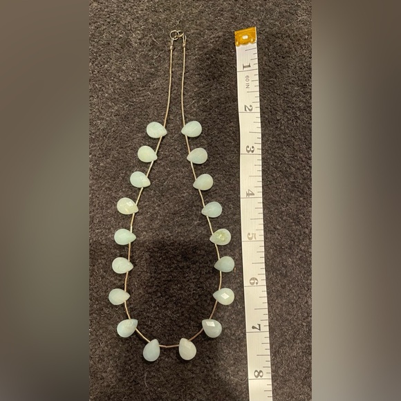 15” TEARDROP BLUE/GREEN STONE NECKLACE - VERY FEMININE, DELICATE & PRETTY ON - Picture 1 of 1